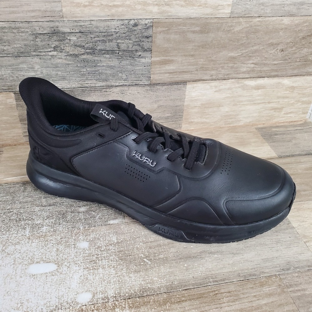 Kuru Shift Mens Shoes Sz 11 M Running Jet Black Leather Lace Up Low Top Sneakers
